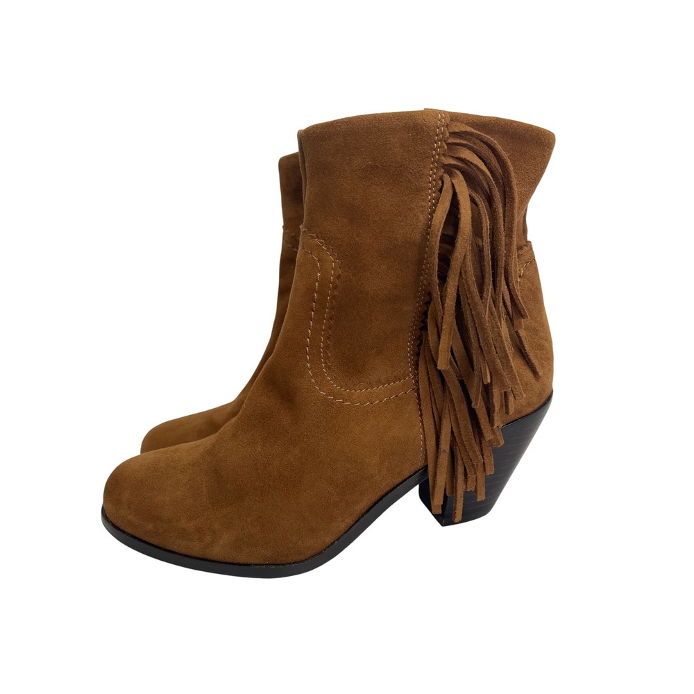 Sam Edelman Womens Louie Fringe Ankle Boots Brown Suede Western 6 M